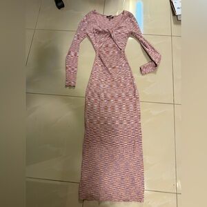 Cotton Candy Pink and Orange Long Sleeve Dress
